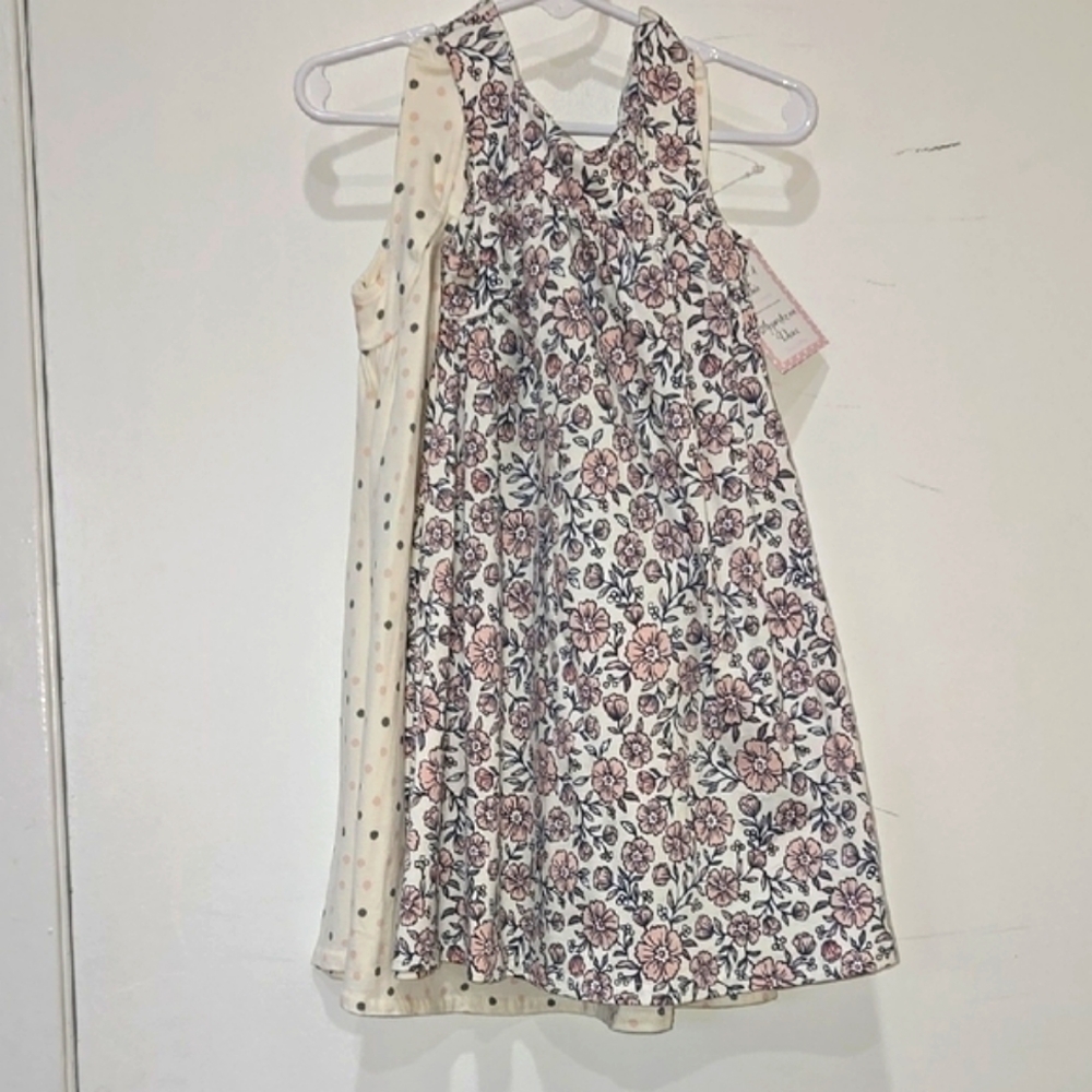 Lot Of 2 Floral and Polka Dot Kids Dress Set